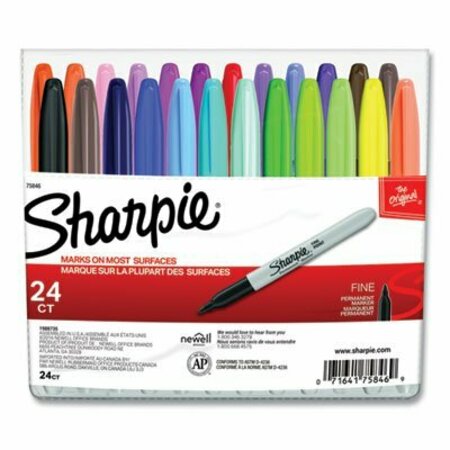 DYMO Sharpie, FINE TIP PERMANENT MARKER, ASSORTED COLORS, 24 Pieces 75846